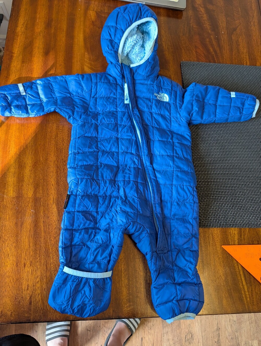 The North Face Bright Blue Hooded Insulated One-Piece Footie
